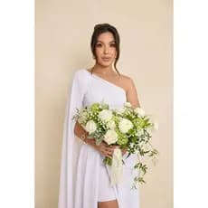 Vestido Feminino Capa Longo Fenda Lateral Casamento Civil Noiva Chá Revelação
