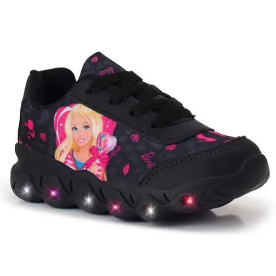 Tênis Infantil Barbie Com Led Pisou Piscou Super Leve e Macio Lançamento