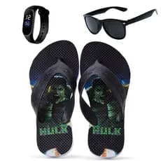 Chinelo Infantil Menino Hulk Super Macio Antiderrapante Resistente Com Óculos e Relógio Barato