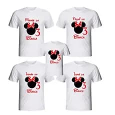 Kit 5 Camiseta Personalizada Branca Personalizada para aniversário festa