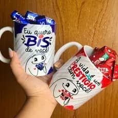 Caneca Porcelana Personalizada Pascoa Stitch Florks Meninas super poderosas Chocolates  para Presente