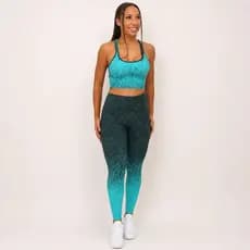 conjunto feminino academia degradê calça leg e top com Bojo