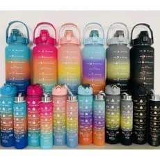 kit 3 Garrafa 2000ml de Água com Adesivos 2D Motivacional  Squeeze