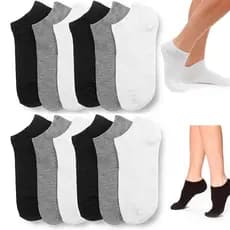 Kit 12 Pares Meias Soquetes - Meia Poliester Unissex