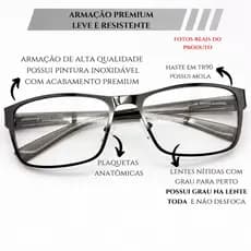 Óculos de leitura Metal inoxidável, Linha Premium- Masculino e Feminino
