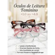 ÓCULOS DE LEITURA FEMININO MODERNO E ESTILOSO - ARMAÇÃO SQUARE