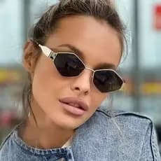 ÓCULOS DE SOL FEMININO VINTAGE BLOGUEIRA LOSANGO COM PROTEÇÃO UV400 - ARMAÇAO FEMININA DE METAL