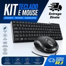 Kit Teclado e Mouse com Fio USB Básico para PC Notebook - Direta RJ