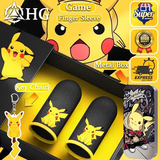 HG Pikachu Gamers Luvas À Prova De Suor Móveis Com Manga De Dedo Tela Sensível Ao Toque Controlador De Jogos De Telefone PUBG