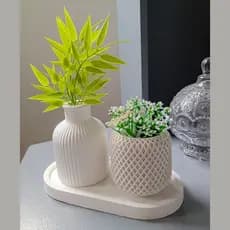 Kit Decorativo Vasos e Bandeja Hope de Gesso