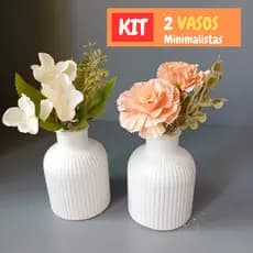 Kit 2 Vasos Decorativos de Gesso para Flores - Decoração Moderna Minimalista Luxo