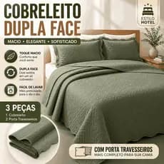 Kit Colcha Cobreleito Casal Dupla Face 3 Peças com Viés
