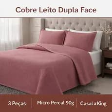 Kit Colcha Cobre Leito Dupla Face Onix 3 Peças – Micro Percal 90g, Macio e Sofisticado