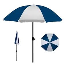 Guarda Sol Reforçado Praia 1,8 Piscina Area Externa Jardim Ombrelone Azul e Branco