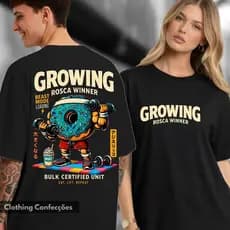 Camisa Academia Maromba Growing Rosca Winner Gym Treino Musculação Camisa Unissex 100% Algodão Oversized