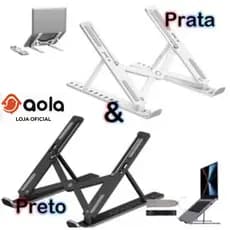 Suporte Metálico Ergonômico para Notebook Tablet e Macbook Base Dobrável de Alumínio