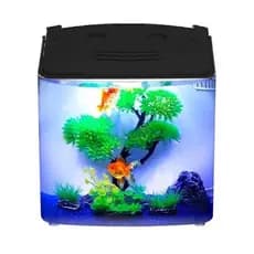 Mini Aquário Beteira Sunsun Completo ATS-320 Preto 5,5L C/ Led Bomba Submersa Filtro Bivolt