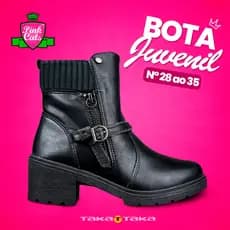 Bota Infantil Juvenil Pink Cats Moda Inverno Cano Curto Salto Bloco Baixo Confortável