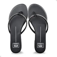 Chinelo Moleca de Dedo Tira Strass Preto Branco Nude Macio Tendência