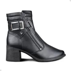 Bota Feminina Mississipi Salto Baixo Cano Baixo FIvela Elegante Clássica Preta