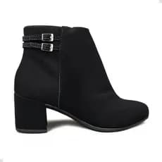 Bota Feminina Inverno Preta Cano Curto Fivela Zíper Confortável Leve