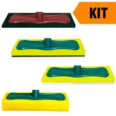 Esfregão Limpeza Pesada + Lava Azulejo + Lava Vidro + Passa Cera