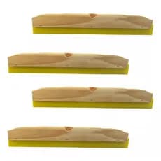 Kit 4 Rodo Madeira 30cm Puxa E Seca De Borracha Dupla Eva