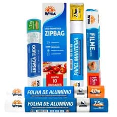 Kit C/6 Itens Organizador Geladeira Freezer Cozinha Wyda Aluminio Ensaca Tudo Filme Papel Manteiga