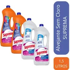 Kit C/Até 4 Alvejante Suprema Branqueador Para Roupa Branca e Remoção de Macha para Roupas Coloridas