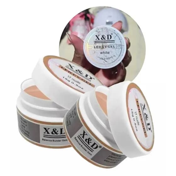 Kit 2 Gel X&D UV LED 15g para Extensão e Alongamento de Unhas