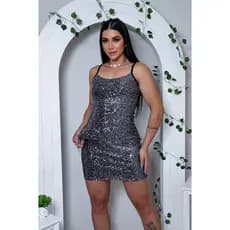 Conjunto Feminino Mini Saia e Regatinha em Paetê Balada Moda Night Balada Fashion