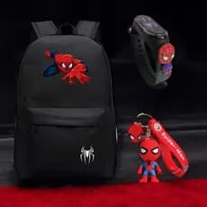 Kit Mochila Reforçada Homem Aranha + Relógio + Chaveiro Lançamento