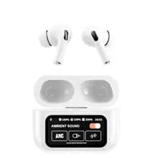 A9 Pro Smart Touch Screen Bluetooth Fone De Ouvido ANC Cancelando Ruído De Fones Sem Fio Com Viso LCD