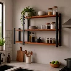 Prateleira suspensa industrial sala quarto cozinha banheiro cor Nature