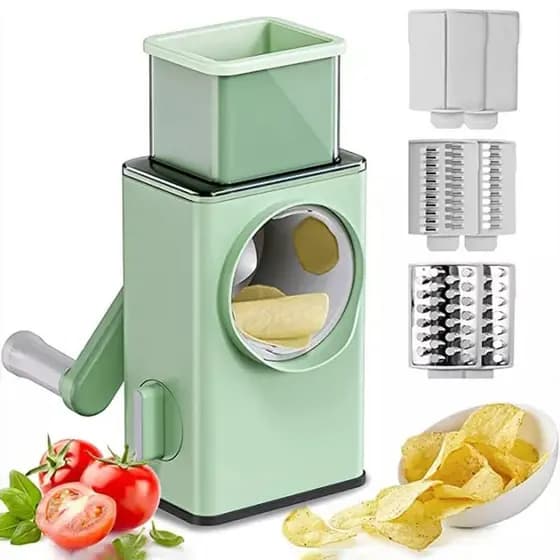 Cortador Fatiador Ralador de Vegetais, Queijos e Alimentos Manual 3 em 1 Multifuncional