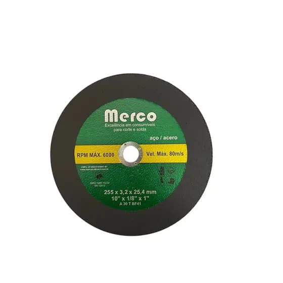 DISCO ABRASIVO DE CORTE 10 (255MM X 3,0MM) MERCO