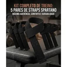 Kit 5x Pares Tala Strap 100% Algodão P/ Musculação Academia