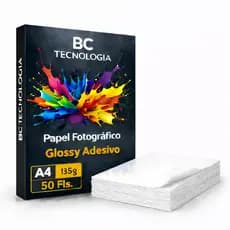 Papel Fotográfico Adesivo 135g A4 Glossy Prova Dágua 50 Folhas