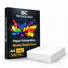 Papel Fotográfico Dupla Face 230g A4 Matte Fosco Prova Dágua 500 Folhas