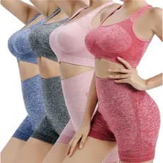 Conjunto 2 Peças Esportiva Academia Fitness Feminino Top Com Bojo Removível+ Short Levanta Bumbum