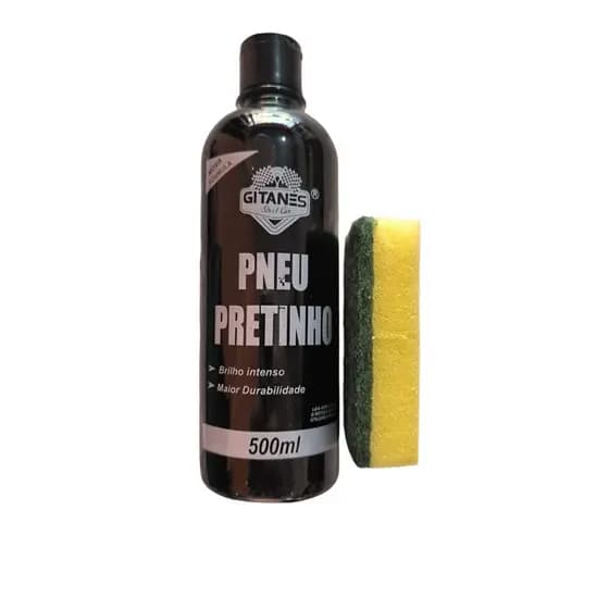Pneu Pretinho + esponja dupla face Limpa Pneu automotivo - 500ml