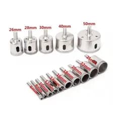 Kit 13 serra copo Brocas Diamantadas 3 a 30 mm furar vidro mármore porcelanato