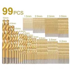Jogo Kit De 99 Brocas Aço Rápido 1mm a 10mm