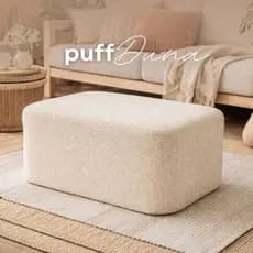 Puff Duna Banco Moderno Organico Decorativo Luxo Bouclê Corino e Linho Decoração Quarto, Sala, Escritório e Decoração