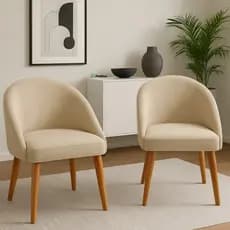 Kit 2 Cadeiras Luna Bouclé Decorativa Poltrona Luxo para Recepção, Penteadeira, Sala de Estar e Escritório | Pratikza