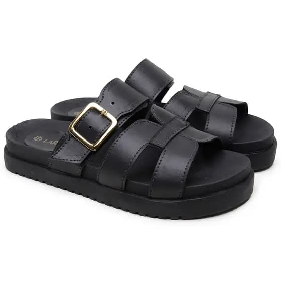 Sandália Feminina Papete Conforto Birken Flat Tiras Fivela Tratorada Rasteirinha Laretto Calce Fácil