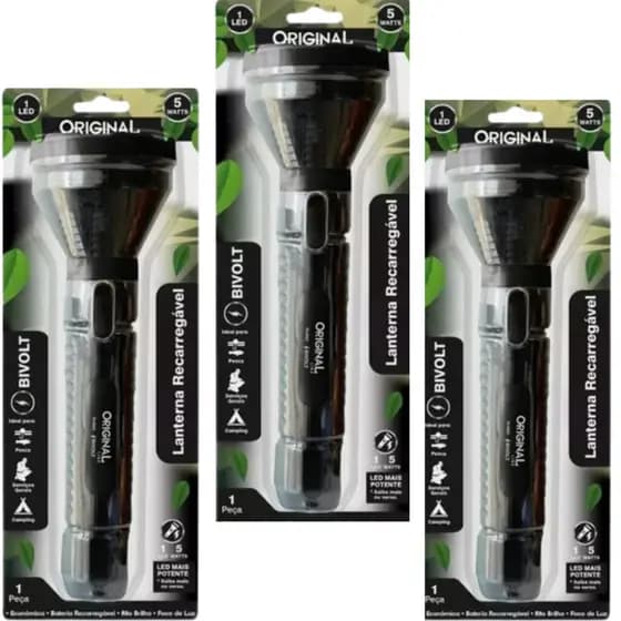 lanterna 5w bivolt com 3 unidades cor preta super potente mais vendida lanterna camping