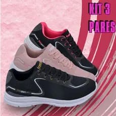 Kit 3 Pares Tênis Feminino/Masculino Esportivo para Academia e Corrida