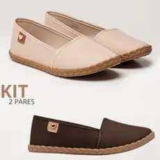 Combo 1 e 2 Pares Sapatilha Feminina Preta Flexível Macia