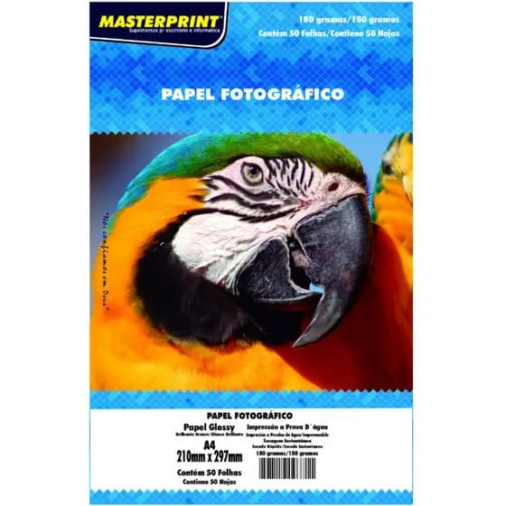 Papel Fotográfico Glossy A4 180g/m² Masterprint 50 Folhas
